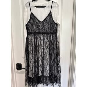 MSRP $130 Aftermarket Black Lace Slip with Under Dress Size L | SAME DAY SHIP